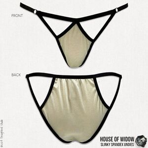 DOLLS KILL X HOUSE OF WIDOW SLINKY SPANDEX UNDIES IN OFF WHITE CHAMPAGNE PEARL M